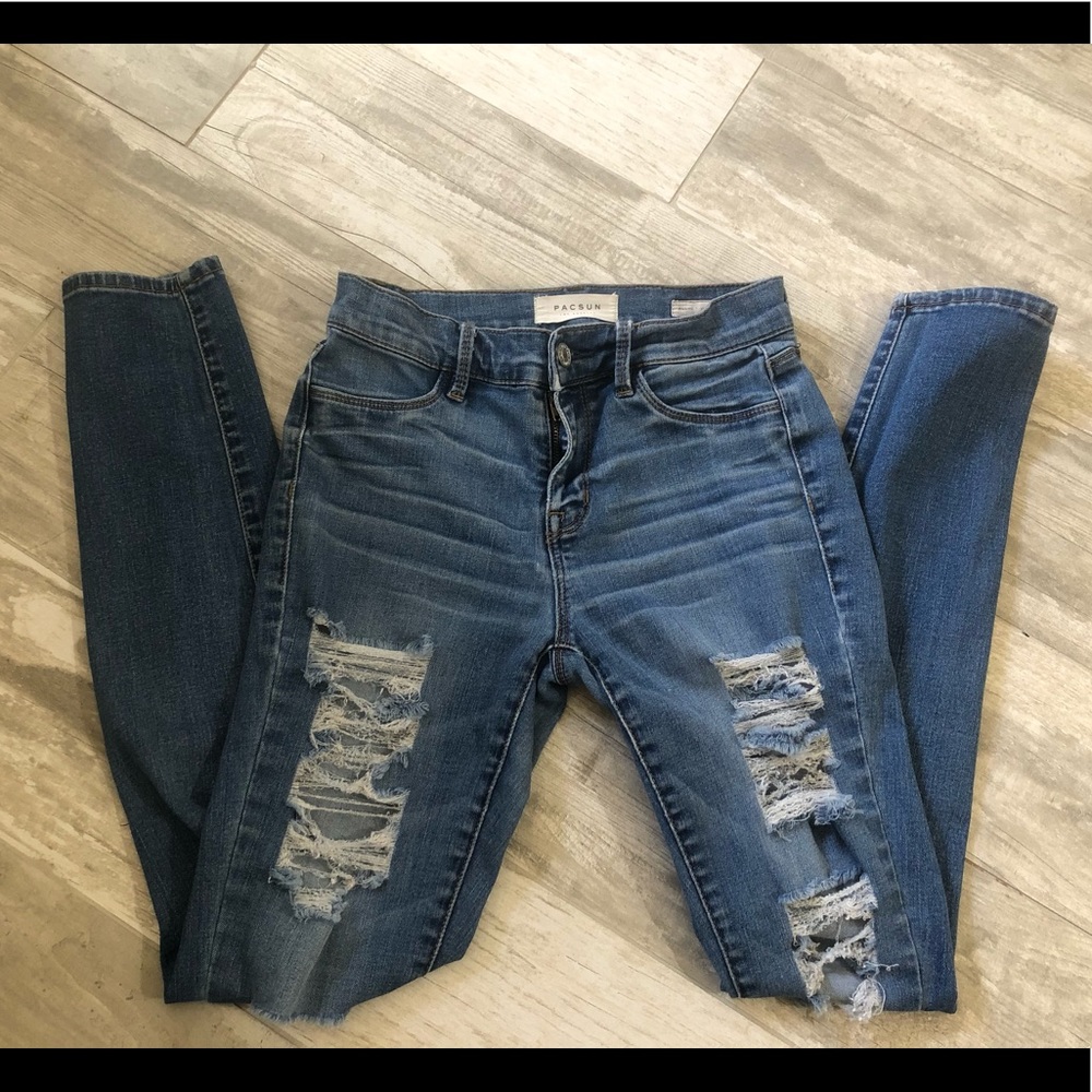 PacSun Slight Dark Ripped Blue Jeans